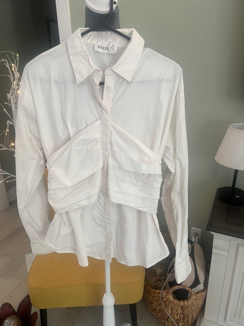 Sovere White Layered Front Button-Down Shirt